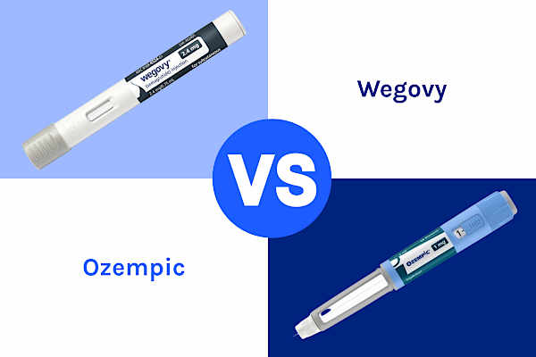wegovy vs ozempic | wegovy and ozempic pens with vs sign in the middle